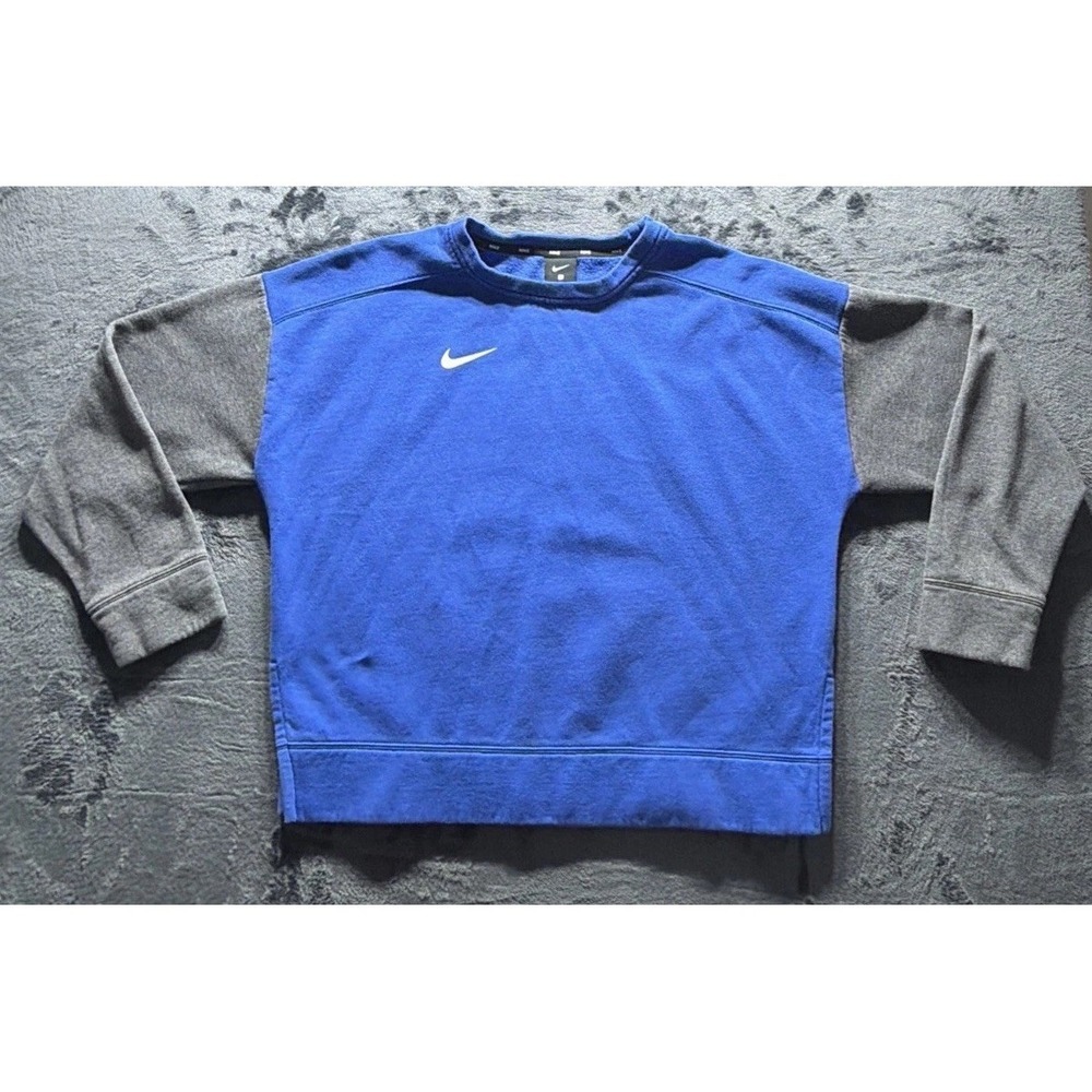 Nike Women's Long Sleeve Pullover Sweatshirt. Blue w/Gray Sleeves Colorway Sz. L
